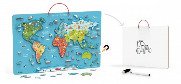 Viga 44508 2w1 Tablica edukacyjna z magnetyczną mapą świata