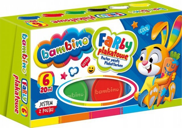 Farby plakatowe dla dzieci Zestaw 6 kolorów x 20ml BAMBINO St.Majewski