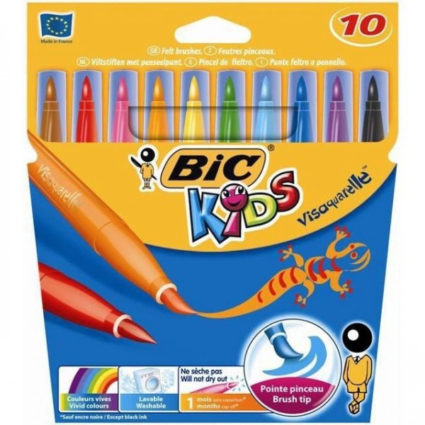 Flamastry 10kol.VISAQUARELLE 828964 BIC z koń.pędzelkową