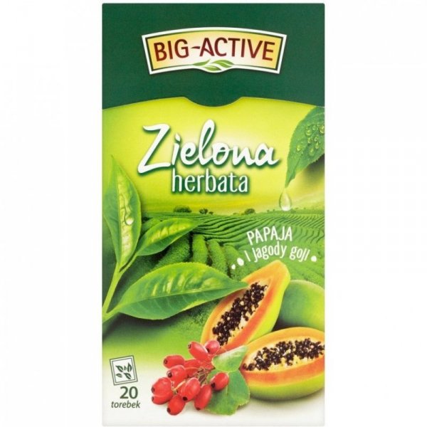 Herbata BIG-ACTIVE zielona (20 torebek) PAPAJA-JAGODY GOJI