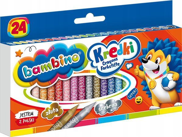Kredki dla dzieci z glinki kaolinowej Zestaw 24 kredek BAMBINO St.Majewski