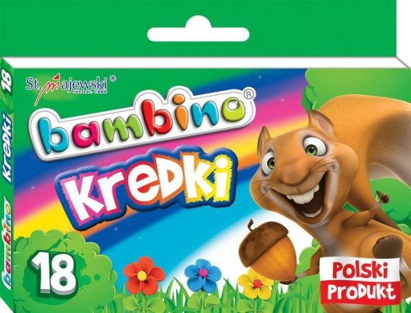 Kredki szkolne z glinki kaolinowej Zestaw 18 kredek BAMBINO St.Majewski