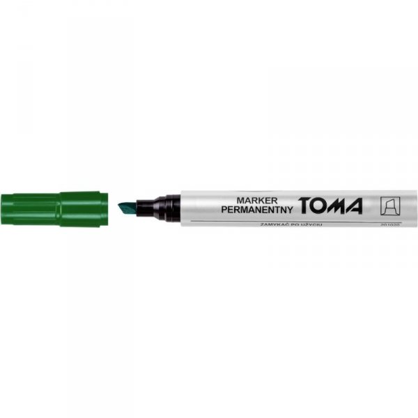 Marker permanentny ścięta końcówka zielonyTO-091 TOMA