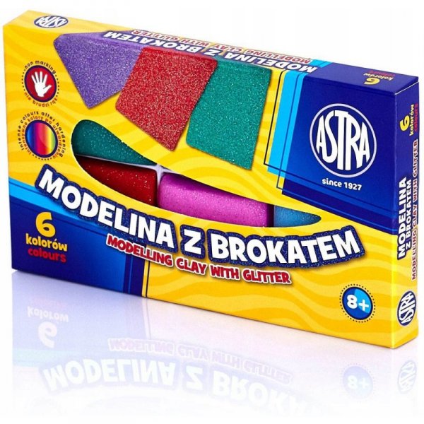 Modelina termoutwardzalna z brokatem zestaw 6 kolorów 304109001 ASTRA