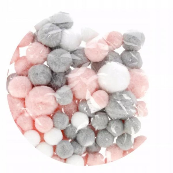 Pompony mix kolorów i rozmiarów pastelowe 90szt. CRAFT WITH FUN 501476