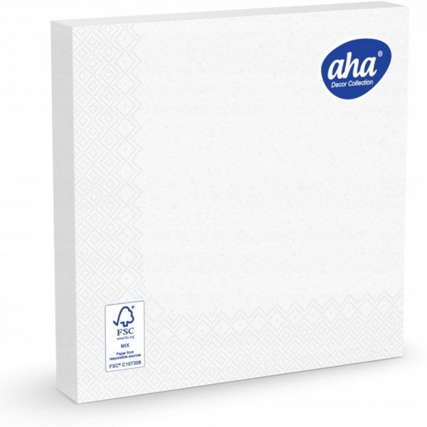Serwetki dekoracyjne 33x33cm papierowe 20 sztuk 3 warstowe białe AHA