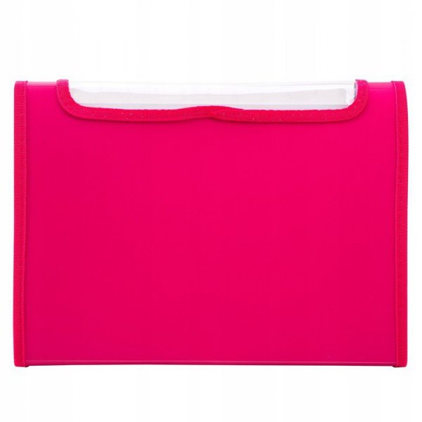 Teczka harmonijkowa z gumką 13-przegródek okno PVC RIO różowa 38128 PINK DELI