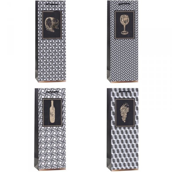 Torebka prezentowa 12x35x9cm na butelkę TBG-24155-BB ROZETTE