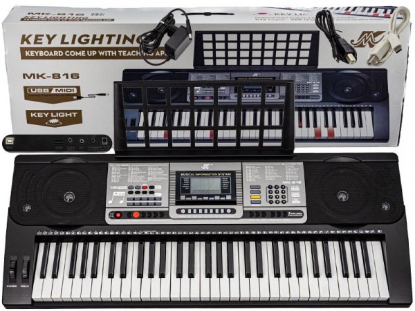Keyboard Organy 61 Klawiszy Zasilacz MK-816 Z Funkcją Nauki Gry
