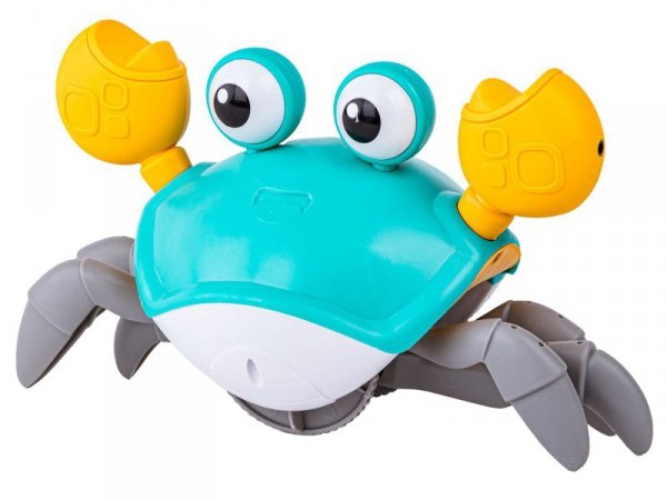 Uciekający Pełzający Krab, Interaktywna Zabawka, Świeci, Gra melodie Robot NIEBIESKI
