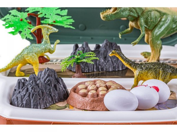 Duży Zestaw Dinozaurów W Plecaku Figurki W Walizce DINOZAURY Wulkan Akcesoria 30 El.