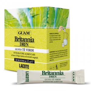 Guam Britania Dren - Drenujacy koncentrat z alg morskich i ekstraktów roślinnych do picia o smaku zielonej herbaty - 30x12ml