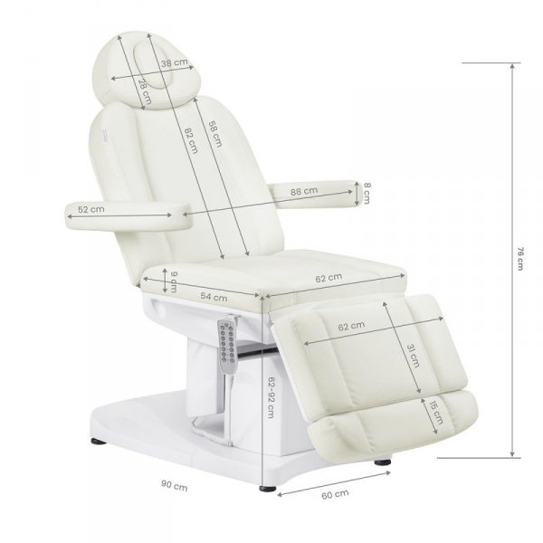 Fotel kosmetyczny elektryczny Azzurro 708A 4 silniki z podgrzewaniem biały