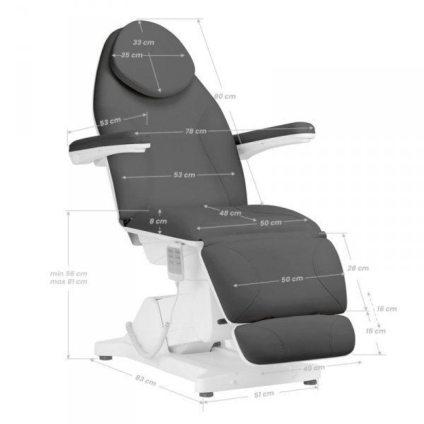Fotel kosmetyczny elektryczny Sillon Basic 3 siln. szary 2 gat.