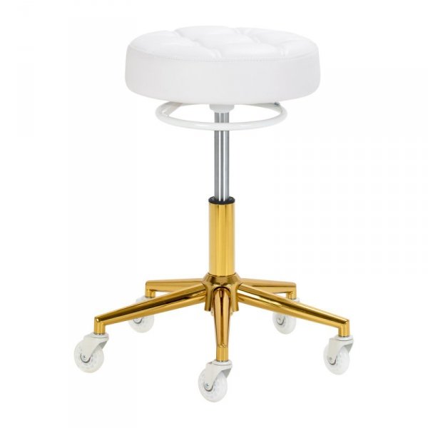 Taboret fryzjerski Gabbiano D054G biało-złoty
