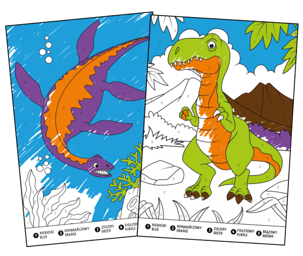 Lubię Dinozaury Numerkowe kolorowanki 4 W parku dinozaurów