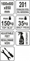 STÓŁ CENTRALNY SKŁADANY Z PÓŁKĄ 1600×600×H850mm YATO YG-09005 YG-09005