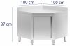  Szafka narożna - stal nierdzewna - rant - 100 x 100 cm - Royal Catering 10013315 RCCC-1000SB 