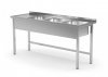 Stół z trzema zlewami bez półki - komory po prawej stronie 1700 x 600 x 850 mm POLGAST 223176-P 223176-P