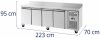 Stół chłodniczy na kółkach - 550 l - 4 komory - 223 x 70 cm - klasa B - rant - stal nierdzewna - Royal Catering 10013280 RCRT-4D550RE 4062859257321