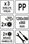 WÓZEK KELNERSKI 3-PÓŁKOWY YATO YG-09100 YG-09100