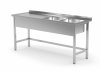 Stół z dwoma zlewami wzmocniony bez półki - komory po prawej stronie 1600 x 700 x 850 mm POLGAST 220167-P 220167-P