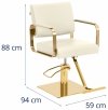 Fotel fryzjerski z podnóżkiem - 50 - 66 cm - 200 kg - kremowy / złoty Physa 10040887 PHYSA OTLEY CREAM_GOLD