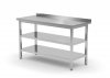 Stół przyścienny z dwiema półkami 700 x 600 x 850 mm POLGAST 103076/2 103076/2