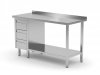 Stół przyścienny szafka z trzema szufladami i półką - szuflady po lewej stronie 1300 x 600 x 850 mm POLGAST 125136-3-L 125136-3-L