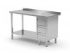 Stół przyścienny szafka z trzema szufladami i półką - szuflady po prawej stronie 1100 x 600 x 850 mm POLGAST 125116-3-P 125116-3-P