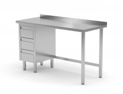 Stół przyścienny szafka z trzema szufladami - szuflady po lewej stronie 1000 x 700 x 850 mm POLGAST 123107-3-L 123107-3-L