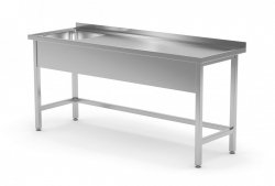 Stół ze zlewem wzmocniony bez półki - komora po lewej stronie 1700 x 600 x 850 mm POLGAST 210176-L 210176-L
