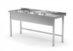 Stół z trzema zlewami bez półki - komory po lewej stronie 1700 x 600 x 850 mm POLGAST 223176-L 223176-L