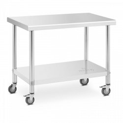 Stół ze stali nierdzewnej na kółkach - 60 x 100 cm - 155 kg ROYAL CATERING 10012802 RCAT-100/60-W