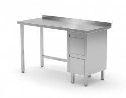 Stół przyścienny szafka z dwiema szufladami - szuflady po prawej stronie 1500 x 700 x 850 mm POLGAST 123157-P 123157-P