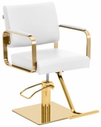 Fotel fryzjerski z podnóżkiem - 50 - 66 cm - 200 kg - biały / złoty Physa 10040886 PHYSA OTLEY WHITE_GOLD