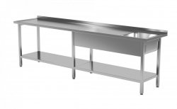 Stół ze zlewem i półką - komora po prawej stronie 2000 x 700 x 850 mm POLGAST 212207-6-P 212207-6-P