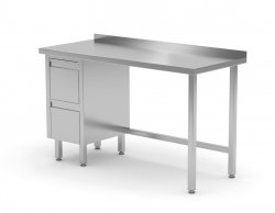 Stół przyścienny szafka z dwiema szufladami - szuflady po lewej stronie 1500 x 700 x 850 mm POLGAST 123157-L 123157-L