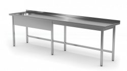 Stół ze zlewem bez półki - komora po lewej stronie 2600 x 600 x 850 mm POLGAST 211266-6-L 211266-6-L
