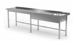 Stół ze zlewem bez półki - komora po prawej stronie 2400 x 600 x 850 mm POLGAST 211246-6-P 211246-6-P