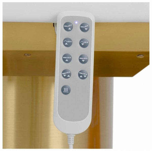 Fotel kosmetyczny - elektryczny - podgrzewany - 4 silniki - 350 W - 181 x 62 x 60,5 - 80,5 cm - 200 kg - biały / złoty Physa 10040820 PHYSA MARSALA WHITE  