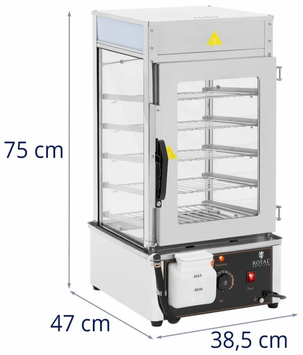 Parowar do pierogów - 5 rusztów 30 x 29,5 cm - 30 - 110°C - Royal Catering 10013380 RCDS-38/5