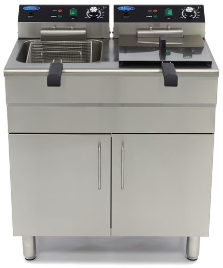 Frytownica Elektryczna 2 x 16L z Kranem i Szafka Profesjonalna MAXIMA 09365156 8719632126577