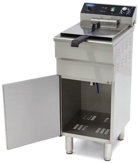 Frytownica Elektryczna 1 x 16L z Kranem i Szafka MAXIMA 09365155 8719632126560