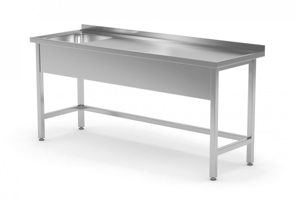 Stół ze zlewem wzmocniony bez półki - komora po lewej stronie 1700 x 600 x 850 mm POLGAST 210176-L 210176-L