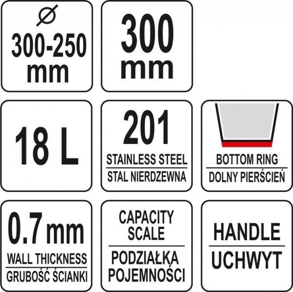 WIADRO ZE STALI NIERDZEWNEJ O POJEMNOŚCI 18L YATO YG-00651 YG-00651