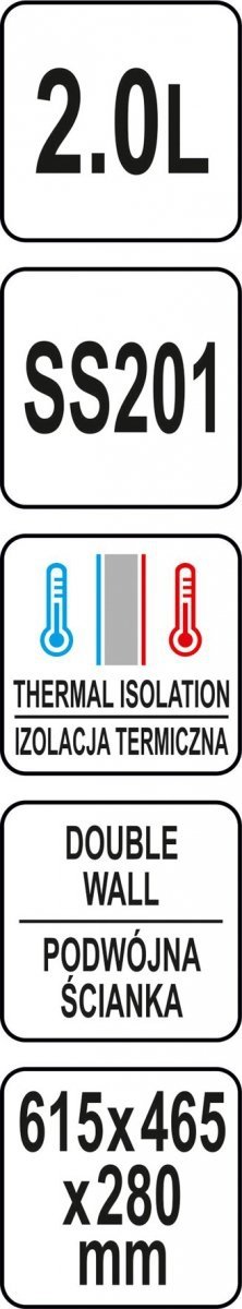TERMOS STOŁOWY Z PRZYCISKIEM 2,0L YATO YG-07014 YG-07014