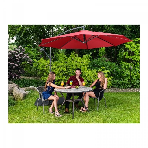 Parasol ogrodowy wiszący - czerwony - okrągły - Ø300 cm - uchylny UNIPRODO 10250555 UNI_UMBRELLA_R300RE_N