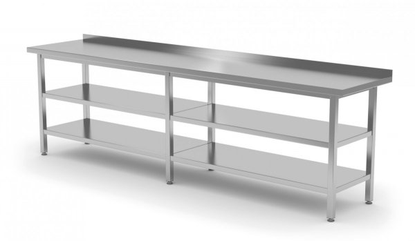 Stół przyścienny z dwiema półkami 2300 x 700 x 850 mm POLGAST 103237/2-6 103237/2-6