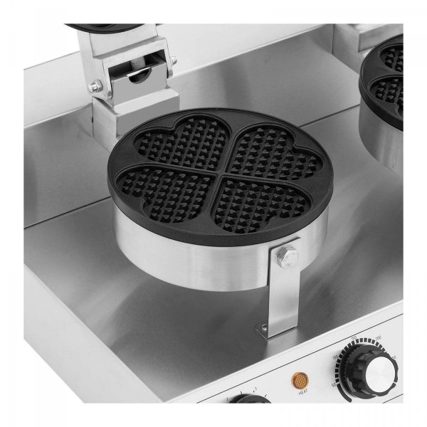 Podwójna gofrownica - kształt serca - 2 x 1000 W ROYAL CATERING 10012899 RCWM-2000-2S